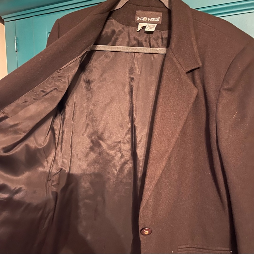 Vintage black wool blazer jacket - on trend oversized blazer - Picture 5 of 5